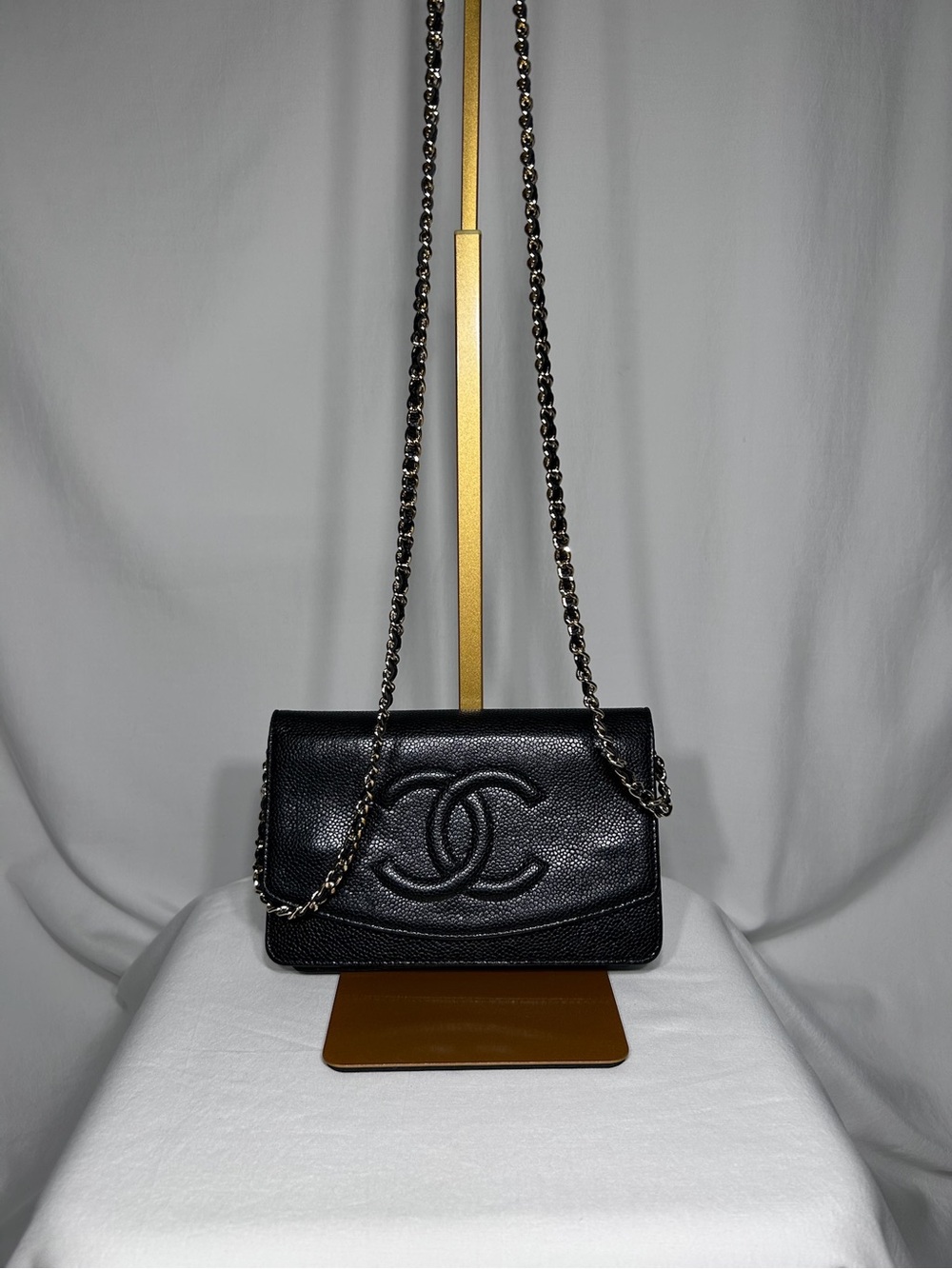 Chanel Wallet on Chain Authentic WOC black caviar leather pebbled finish